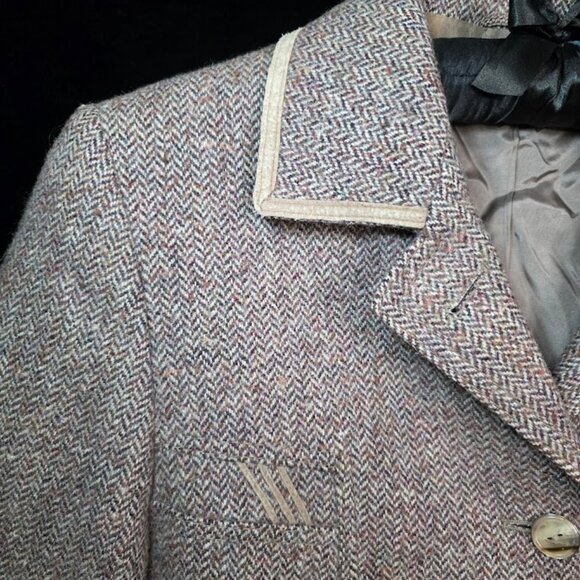 Vintage Women's Wool with Suede Detail Belted Jacket Coat 42/6 - Picture 4 of 16